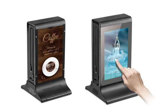 Đen 10 inch Advanced L-Shaped Desktop HD LCD Screen Advertising Player với Menu Power Bank