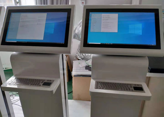Kiosk đứng miễn phí Trình phát quảng cáo đa phương tiện RS232 màu trắng có bàn phím