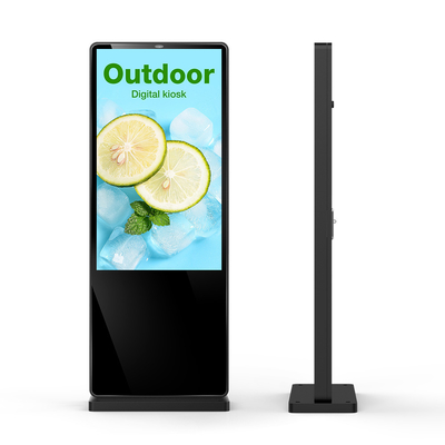 Màn hình quảng cáo LCD đứng ngoài trời 65 inch Biển báo kỹ thuật số 2500nits Chống thấm nước