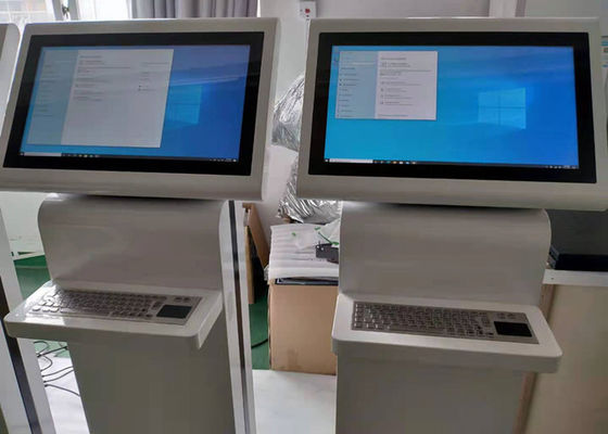 Màn hình cảm ứng hồng ngoại màu trắng kiosk độ phân giải 21,5 inch 1920 * 1080 tích hợp trong máy tính với bàn phím kim loại